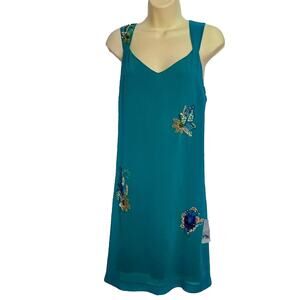 Party Dress Womens Size Medium Green Sequins Embellished Date Fun Flirty